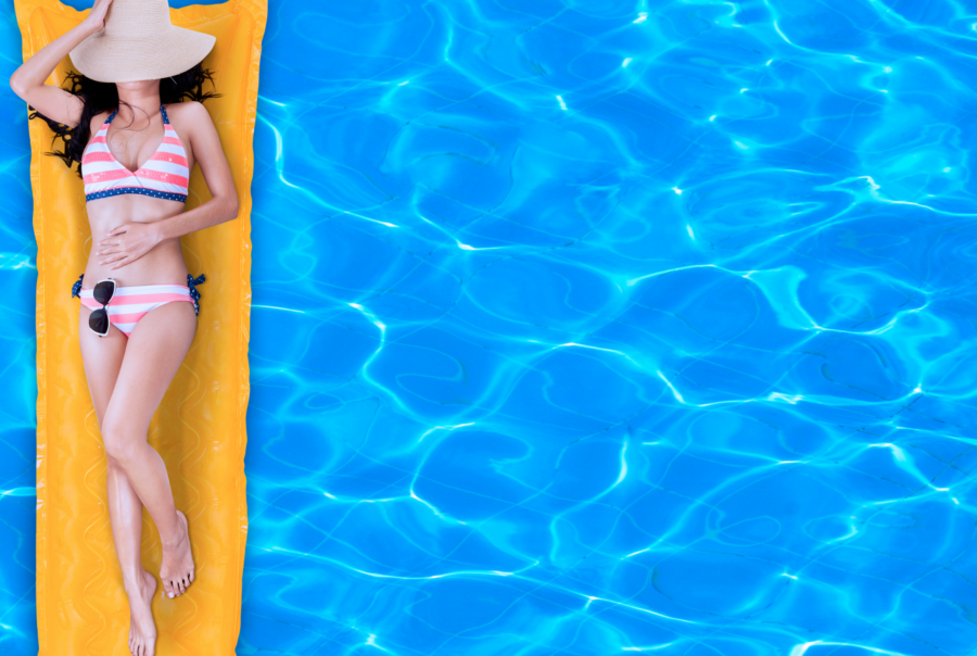 Woman relaxing in pool