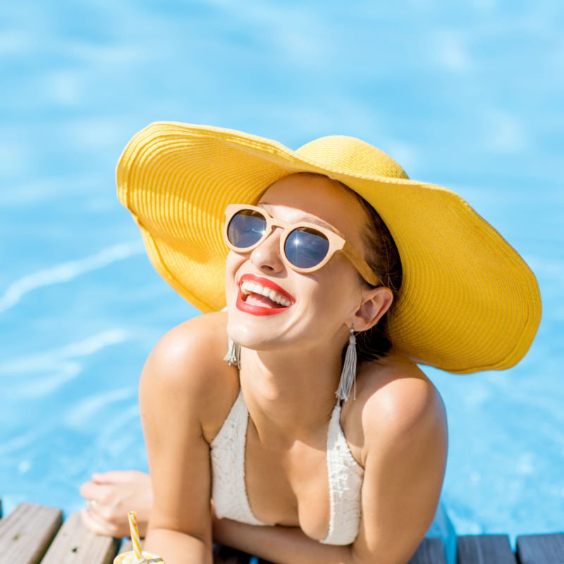 Woman in Sun in Pool