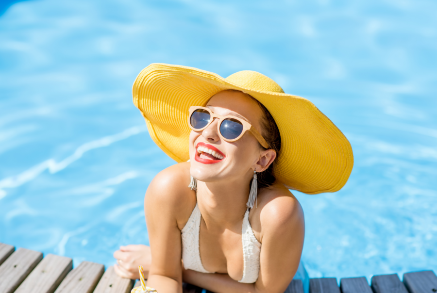Woman in Sun in Pool